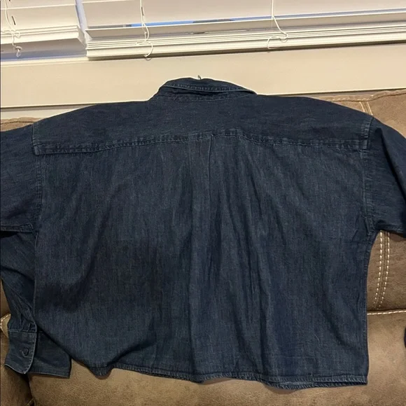 LOFT Navy Denim Button-Up - Picture 6 of 6